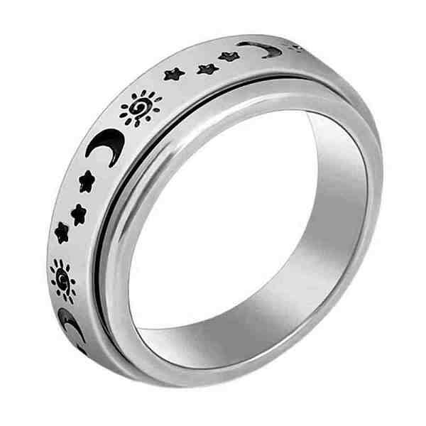 Stainless Steel Rotating Fidget Band Ring