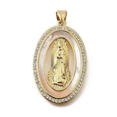 Brass Micro Pave Cubic Zirconia Shell Pendants