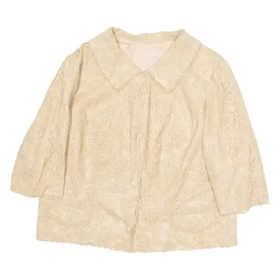 Womens Printed Blouse Cream 3/4 Sleeve Floral L
