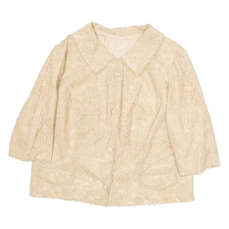 Womens Printed Blouse Cream 3/4 Sleeve Floral L