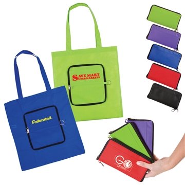 150 Promotional Zippin' Tote Bag - Eco-Friendly & Foldable