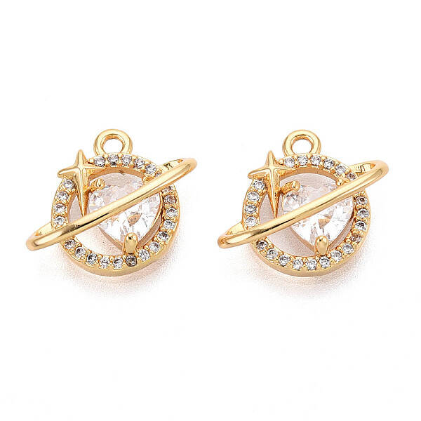 Brass Micro Pave Cubic Zirconia Charms