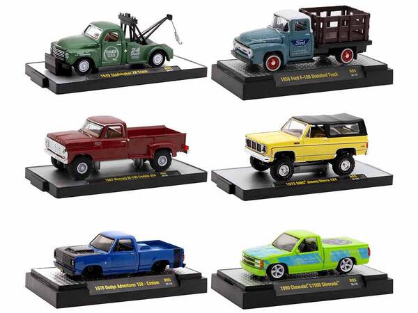 Auto-Thentics 6 piece Set Release 95 IN DISPLAY CASES Limited Edition 1/64 Diecast Model Cars by M2 Machines