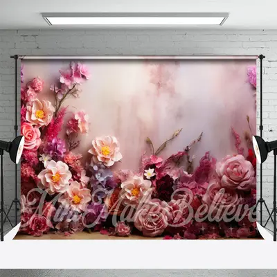 Bright Colorful Floral White Wall Fine Art Backdrop - Aperturee