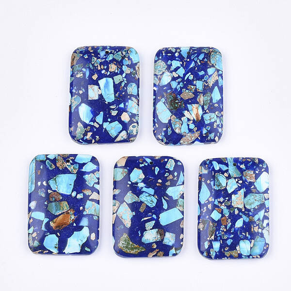 Assembled Synthetic Imperial Jasper and Natural Lapis Lazuli Pendants