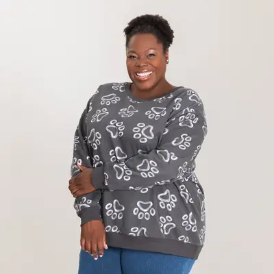 All Over Chalk Paw Sweatshirt - L