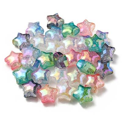 UV Plating Transparent Crackle Acrylic Beads
