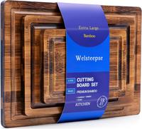 Welsteepse Bamboo Joint Pattern 3 PCS durable sturdy craft Boards Set of 3 with Juice Groove, Board for meat, fruit and vaget...