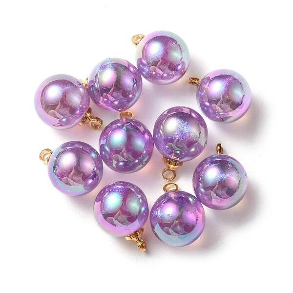 10Pcs UV Plating Acrylic Pendants