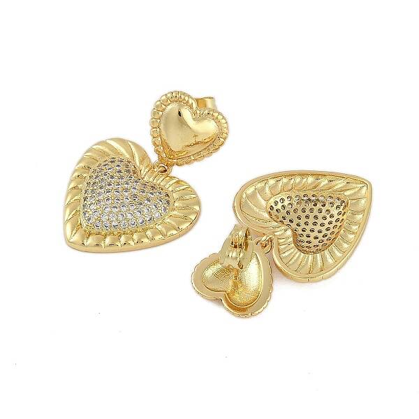 Rack Plating Brass Heart Stud Earrings for Women
