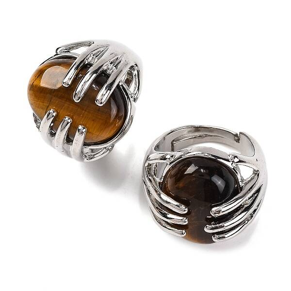 Oval Natural Tiger Eye Finger Ring