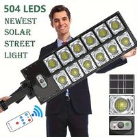 Solar Street Lights - Outdoor Waterproof, 6500K 10000LM, 504 LEDs, Dusk to Dawn, Commercial Flood Light with Motion Sensor an...