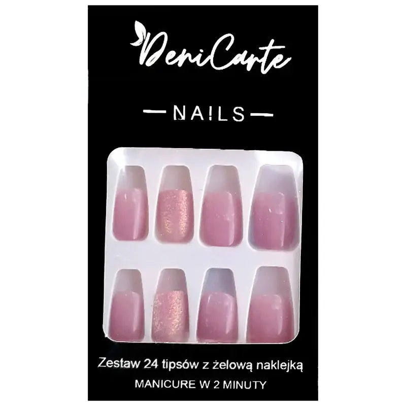 Deni Carte Tipsy Square - Set di unghie finte viola chiaro | Jasny Fiolet