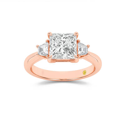 Nova Three Stone Princess Cut Lab Grown Diamond Engagement Ring | 18K Rose Gold 2 1/3 CT. TW.