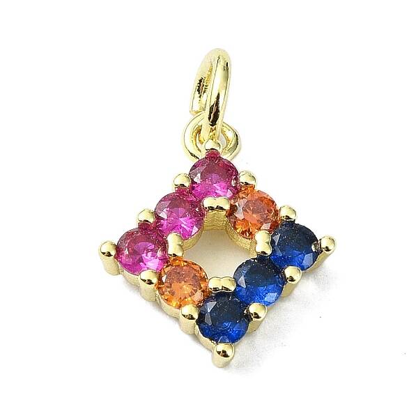 Brass Micro Pave Colorful Cubic Zirconia Pendant