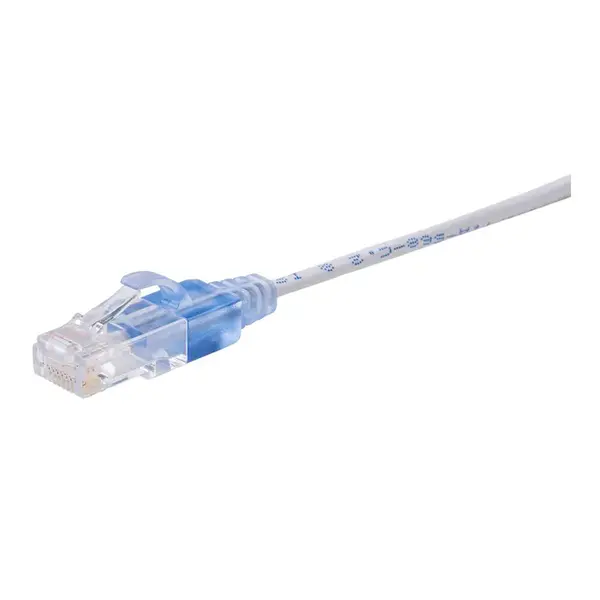15144 Monoprice Cat6A Ethernet Patch Cable SlimRun Snagless RJ45 550MHz UTP Pure Bare Copper 10G 30AWG 5-Pack 10ft White