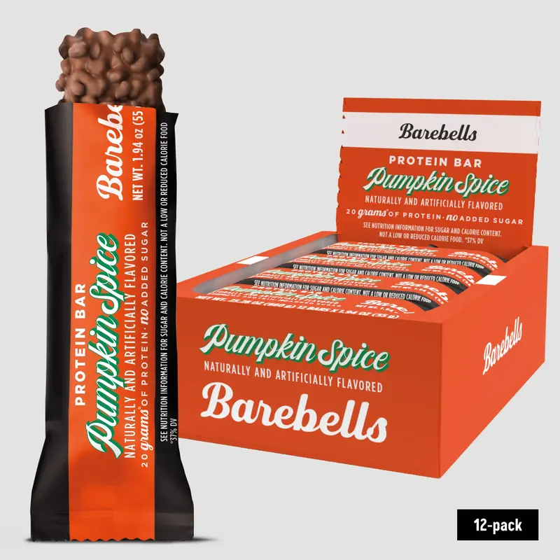 Barebells Protein Bars Pumpkin Spice - 12 Count, 1.9oz Bars - Protein Snacks with 20g of High Protein - Protein Bar with 1g o...