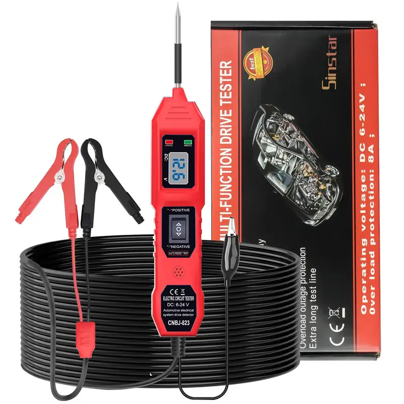 Sinstar Car Circuit Tester Tool, Tester with LCD Display, Vehicle Electrical Diagnostic Tool, Power Probe Versatile Kit for C...