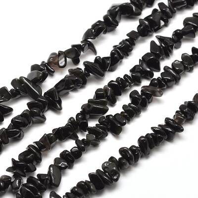 Natural Obsidian Chip Bead Strands