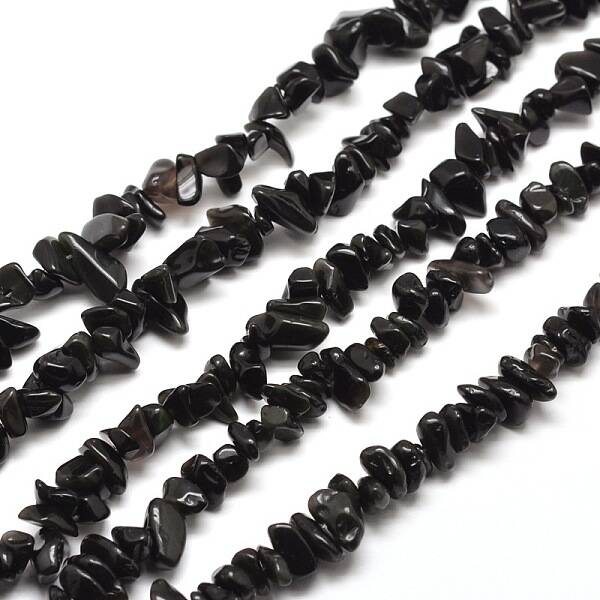Natural Obsidian Chip Bead Strands