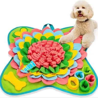 Flower Design Indestructible Pet Snuffle Mat, Pet Sniffing Pad, Pet Slow Feeding Mat, Interactive & Stress Relief Toy for Dog...
