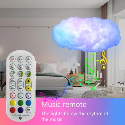 USB Cloud Light APP Control Music Synchronization 3D RGBIC Ambient Light Lightning Simulation Clouds Bedroom Room Light | Col...