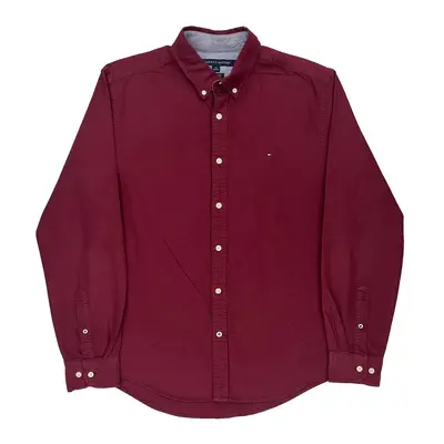 Tommy Hilfiger Shirt - Large Burgundy Cotton