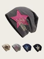 Star Patched Letter Embroidery Winter Beanie Hat, Beanies, Skull Cap, Cute Beanie Hat for Women & Men, Fashion Clothing Acces...