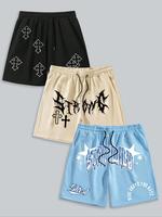 Men's Letter Print Slogan Shorts, Casual Comfy Breathable Fashion Shorts for Summer, Men's Bottoms for Daily Wear, Drawstring...
