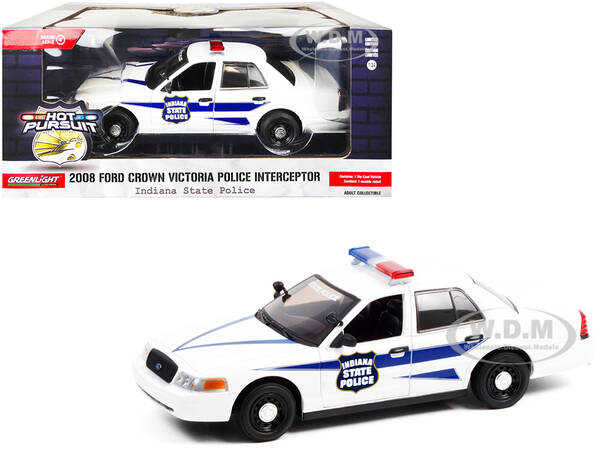 2008 Ford Crown Victoria Police Interceptor White with Dark Blue Stripes \