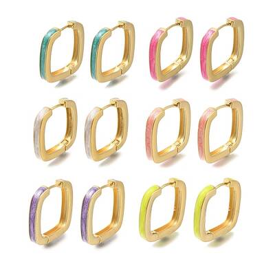 Rack Plating Square Brass Hoop Earrings