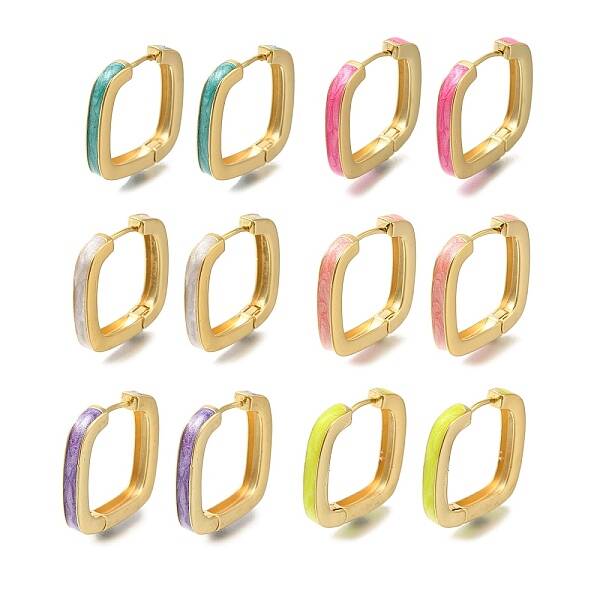 Rack Plating Square Brass Hoop Earrings