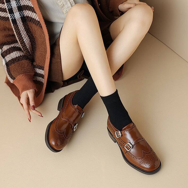 CHIKO Myra Round Toe Block Heels Oxfords Shoes