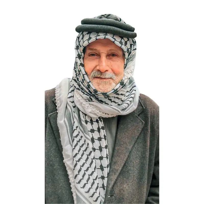 Original White & Black Palestinian Nabulsi Kuffiya Scarf - Made in Palestine