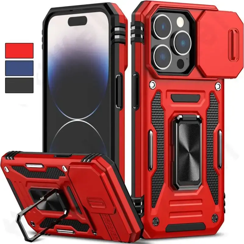 Shockproof Phone Case with Stand, 1 Count Hard Mobile Phone Protective Cover, Phone Accessories Compatible with iPhone 16 15 ...