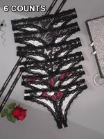 Women's Halloween Themed Contrast Lace Thong, Soft Comfy Breathable Drop Waist Panty for Daily Wear, Ladies Underwear for All...