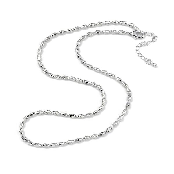 Rack Plating Brass Textured Teardrop Link Chain Necklaces for Women