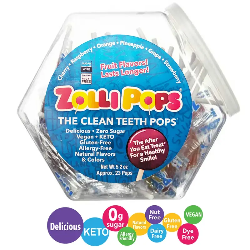 Zollipops® Original Clean Teeth Candy Assorted Small Hex Shape Jar 5.2oz