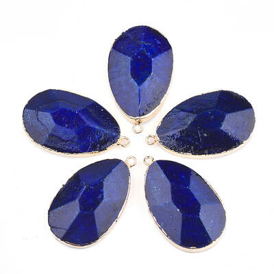 Electroplate Natural Lapis Lazuli Pendants
