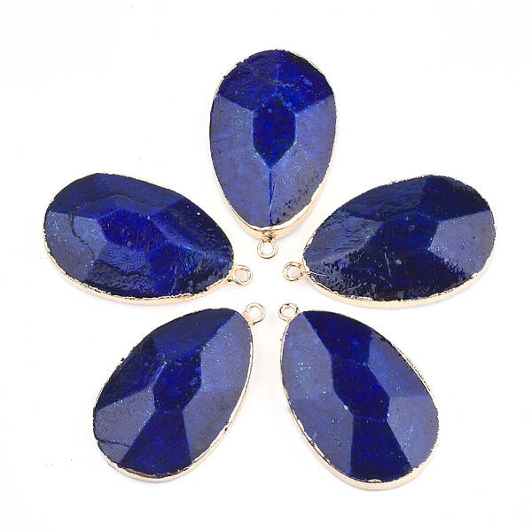 Electroplate Natural Lapis Lazuli Pendants