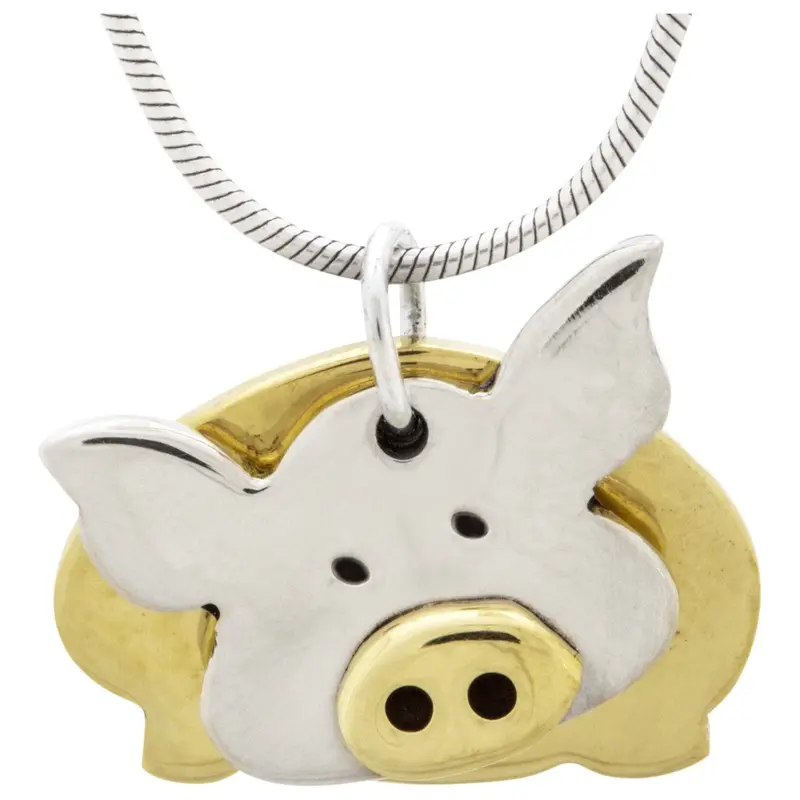 Dancing Pig Mixed Metals Necklace - Pendant Only