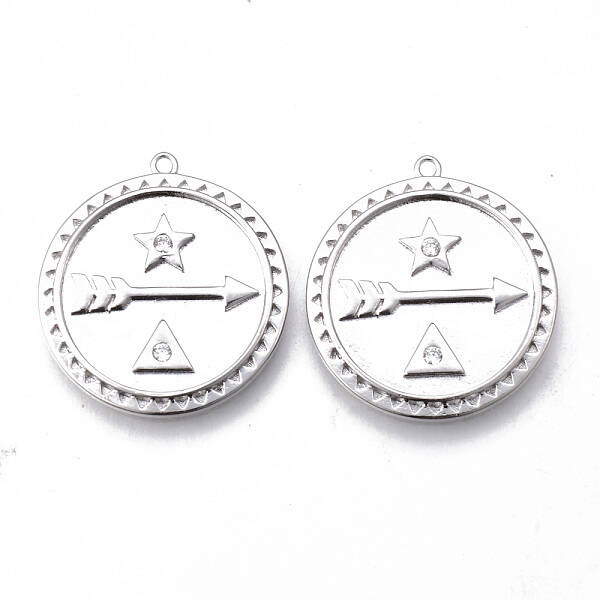Brass Micro Pave Clear Cubic Zirconia Pendants