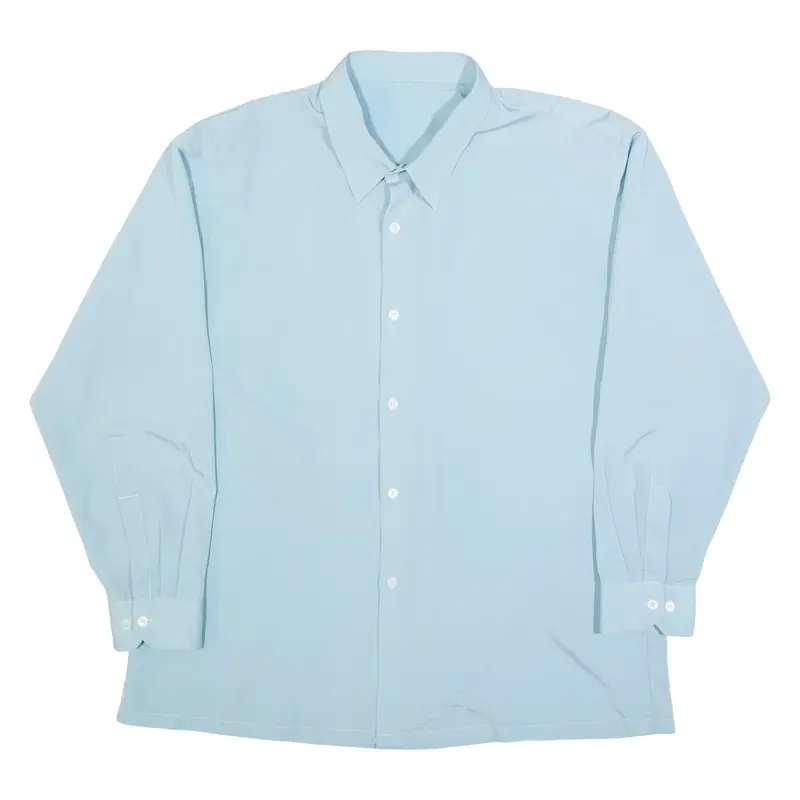 Mens Plain Shirt Blue Long Sleeve L