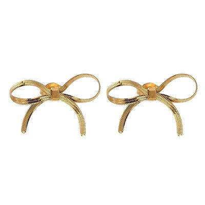 Ion Plating(IP) 304 Stainless Steel Bowknot Stud Earrings