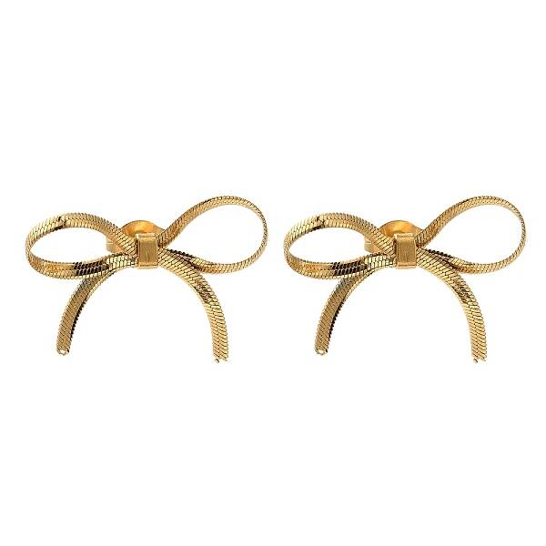 Ion Plating(IP) 304 Stainless Steel Bowknot Stud Earrings