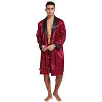 Tony & Candice Men's Satin Robe Lightweight Long Sleeve Silk Kimono Bathrobe with Shorts Set Sleepwear