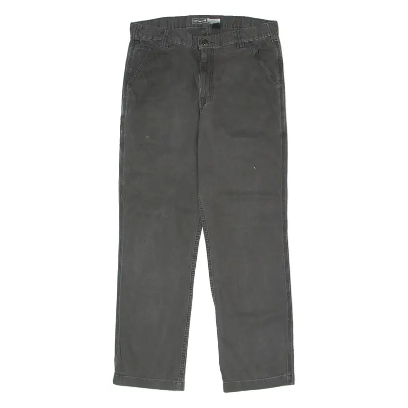 CARHARTT Workwear Mens Canvas Trousers Grey Relaxed Straight W34 L32
