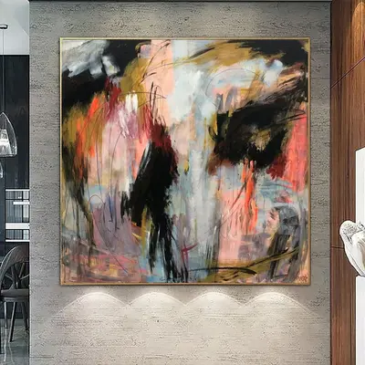 Large Abstract Painting on Canvas Colorful Wall Art Modern Vibrant Artwork Original Oil Painting Contemporary Wall Art for Ae...