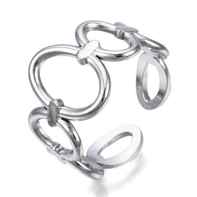 Non-Tarnish 304 Stainless Steel Oval Open Cuff Ring