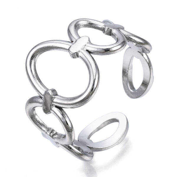 Non-Tarnish 304 Stainless Steel Oval Open Cuff Ring
